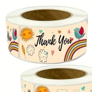 NEW 120 thank you rainbow/sun stickers